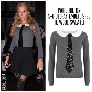 🎀SOLD🎀Alice + Olivia Delray Embellished Tie Wool Sweater